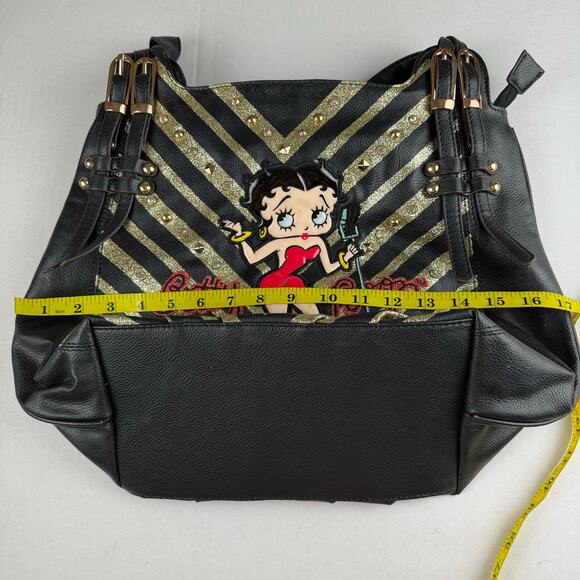 Betty Boop handbag black and gold striped design Vintage Y2K - Picture 7 of 9